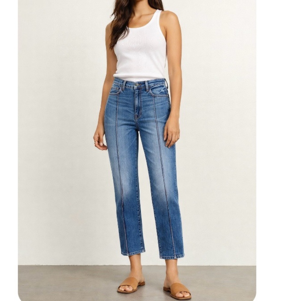 Current Elliott Slim Straight The Soulmate Jeans Seamed High Rise Jeans New